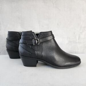 Vionic Ankle Boots Womens 9.5 Pebbled Black Leather Comfort Booties Farrah